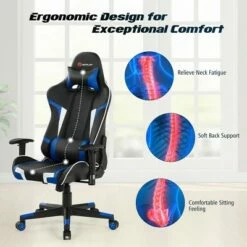 Costway Massage Gaming Chair Reclining Swivel Racing Office Chair w/Lumbar Support WhiteBlueGreyRed 19 Costway Massage Gaming Chair Reclining Swivel Racing Office Chair w/Lumbar Support WhiteBlueGreyRed -Office Chairs Sales Shop unnamed file 4160