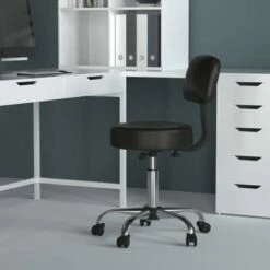 Medical Stool with Back Cushion - Boss Office Products Gray