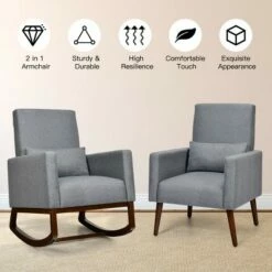 Costway 2-in-1 Fabric Upholstered Rocking Chair Nursery Armchair with Pillow Dark Grey 16 Costway 2-in-1 Fabric Upholstered Rocking Chair Nursery Armchair with Pillow Dark Grey -Office Chairs Sales Shop unnamed file 4181