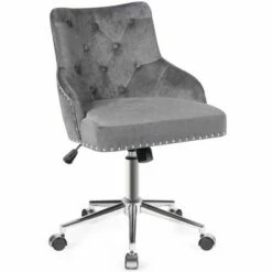 Costway Velvet Office Chair Tufted Upholstered Swivel Computer Desk Chair w/ Nailed Trim -Office Chairs Sales Shop unnamed file 4189