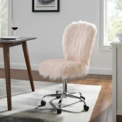 Faux Flokati Armless Office Chair - Linon White -Office Chairs Sales Shop unnamed file 4201