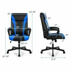 Costway Office Chair Computer Desk Chair Swivel Gaming PU Leather w/Padded Armrest WhiteBlueRed -Office Chairs Sales Shop unnamed file 4249