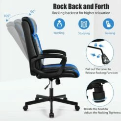 Costway Office Chair Computer Desk Chair Swivel Gaming PU Leather w/Padded Armrest WhiteBlueRed -Office Chairs Sales Shop unnamed file 4253