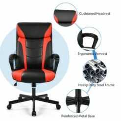Costway Office Chair Computer Desk Chair Swivel Gaming PU Leather w/Padded Armrest WhiteBlueRed -Office Chairs Sales Shop unnamed file 4256