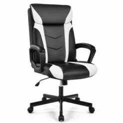 Costway Office Chair Computer Desk Chair Swivel Gaming PU Leather w/Padded Armrest WhiteBlueRed -Office Chairs Sales Shop unnamed file 4259