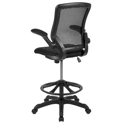 Mid Back Ergonomic Drafting Chair with Adjustable Foot Ring - Riverstone Furniture Black 4 Mid Back Ergonomic Drafting Chair with Adjustable Foot Ring - Riverstone Furniture Black - Image 2