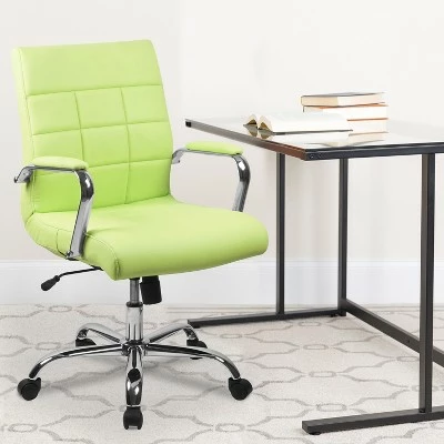 Flash Furniture Mid-Back Vinyl Executive Swivel Office Chair with Chrome Base and Arms 3 Flash Furniture Mid-Back Vinyl Executive Swivel Office Chair with Chrome Base and Arms