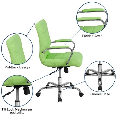 Flash Furniture Mid-Back Vinyl Executive Swivel Office Chair with Chrome Base and Arms 4 Flash Furniture Mid-Back Vinyl Executive Swivel Office Chair with Chrome Base and Arms - Image 2