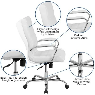 Flash Furniture High Back Executive Swivel Office Chair with Metal Frame and Arms 4 Flash Furniture High Back Executive Swivel Office Chair with Metal Frame and Arms - Image 2