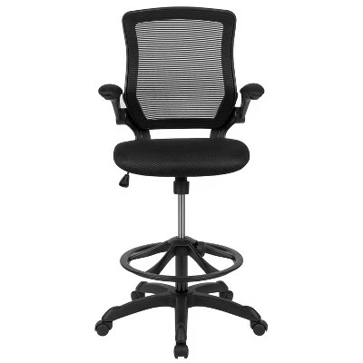 Mid Back Ergonomic Drafting Chair with Adjustable Foot Ring - Riverstone Furniture Black 8 Mid Back Ergonomic Drafting Chair with Adjustable Foot Ring - Riverstone Furniture Black - Image 6