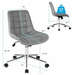 Costway Mid Back Armless Office Chair Adjustable Swivel Fabric Task Desk Chair