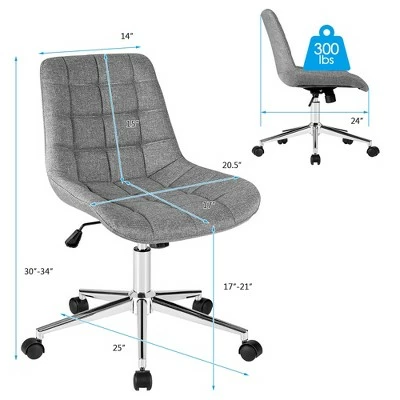 Costway Mid Back Armless Office Chair Adjustable Swivel Fabric Task Desk Chair 3 Costway Mid Back Armless Office Chair Adjustable Swivel Fabric Task Desk Chair