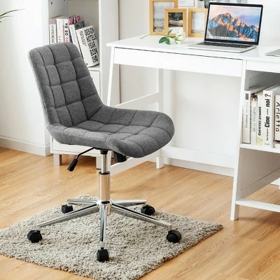 Costway Mid Back Armless Office Chair Adjustable Swivel Fabric Task Desk Chair 4 Costway Mid Back Armless Office Chair Adjustable Swivel Fabric Task Desk Chair - Image 2