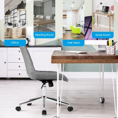 Costway Mid Back Armless Office Chair Adjustable Swivel Fabric Task Desk Chair 5 Costway Mid Back Armless Office Chair Adjustable Swivel Fabric Task Desk Chair - Image 3