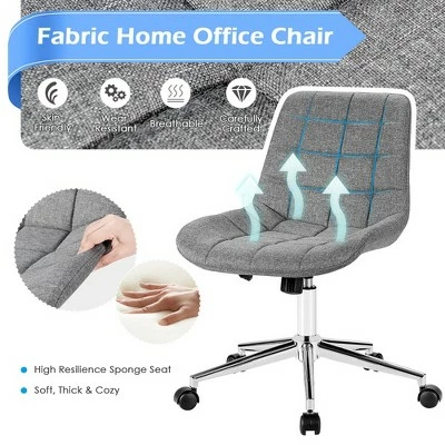 Costway Mid Back Armless Office Chair Adjustable Swivel Fabric Task Desk Chair 6 Costway Mid Back Armless Office Chair Adjustable Swivel Fabric Task Desk Chair - Image 4