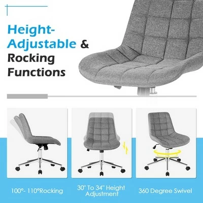 Costway Mid Back Armless Office Chair Adjustable Swivel Fabric Task Desk Chair 7 Costway Mid Back Armless Office Chair Adjustable Swivel Fabric Task Desk Chair - Image 5