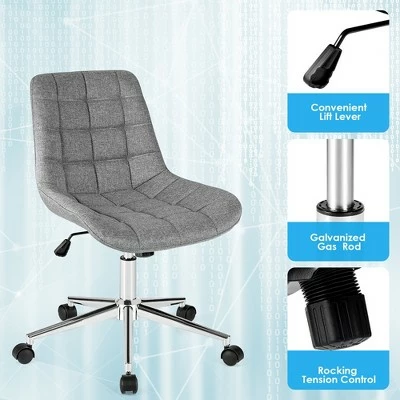 Costway Mid Back Armless Office Chair Adjustable Swivel Fabric Task Desk Chair 9 Costway Mid Back Armless Office Chair Adjustable Swivel Fabric Task Desk Chair - Image 7