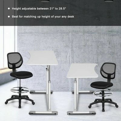 Costway Mesh Drafting Chair Mid Back Office Chair Adjustable Height w/Footrest Armless 7 Costway Mesh Drafting Chair Mid Back Office Chair Adjustable Height w/Footrest Armless - Image 5