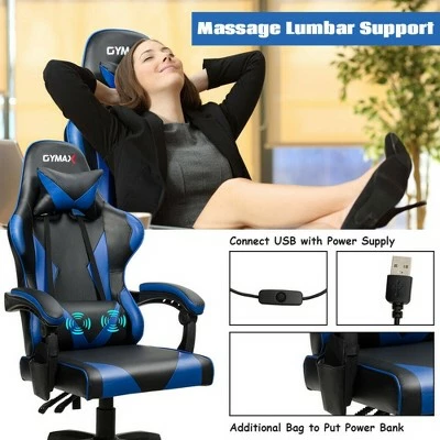Costway Gaming Chair Reclining Swivel Racing Office Chair w/Massage Lumbar Support 7 Costway Gaming Chair Reclining Swivel Racing Office Chair w/Massage Lumbar Support - Image 5
