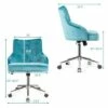 Costway Velvet Office Chair Upholstered Swivel Computer Task Chair Turquoise