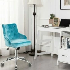 Costway Velvet Office Chair Upholstered Swivel Computer Task Chair Turquoise -Office Chairs Sales Shop unnamed file 4487