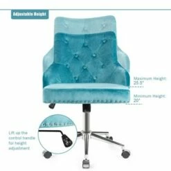 Costway Velvet Office Chair Upholstered Swivel Computer Task Chair Turquoise -Office Chairs Sales Shop unnamed file 4492