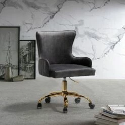 Velvet Office Task Chair with Metal Base | Karat Home