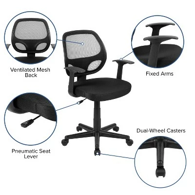 Emma and Oliver Mid-Back Mesh Swivel Ergonomic Task Office Chair - Arms, BIFMA Certified 6 Emma and Oliver Mid-Back Mesh Swivel Ergonomic Task Office Chair - Arms, BIFMA Certified - Image 4