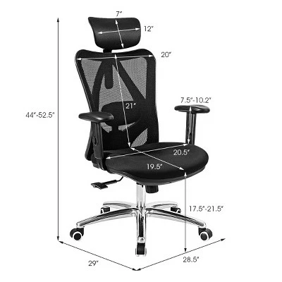 Costway High Back Mesh Office Chair Adjustable Lumbar Support&Headrest Home Study Black 3 Costway High Back Mesh Office Chair Adjustable Lumbar Support&Headrest Home Study Black