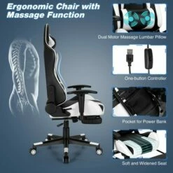 Costway Massage Gaming Chair Adjustable Swivel Computer Office Chair w/ Footrest -Office Chairs Sales Shop unnamed file 4595