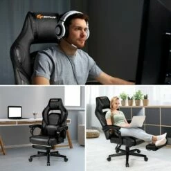 Costway Massage Gaming Chair Reclining Racing Computer Office Chair with Footrest White BlackBlueRed -Office Chairs Sales Shop unnamed file 4618