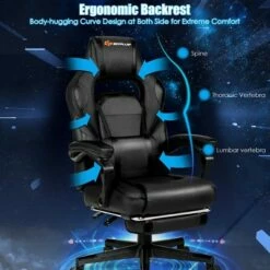 Costway Massage Gaming Chair Reclining Racing Computer Office Chair with Footrest White BlackBlueRed -Office Chairs Sales Shop unnamed file 4619