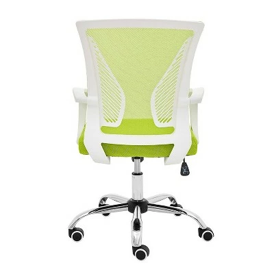 Modern Home Zuna Ergonomic Design Breathable Mesh Modern Mid Back Office Desk Chair with Lumbar Support, Steel Base, and Rolling Wheels, White & Lime 5 Modern Home Zuna Ergonomic Design Breathable Mesh Modern Mid Back Office Desk Chair with Lumbar Support, Steel Base, and Rolling Wheels, White & Lime - Image 3