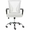 Modern Home Zuna Ergonomic Design Breathable Mesh Modern Mid Back Office Desk Chair with Lumbar Support, Steel Base, and Rolling Wheels, Black & White
