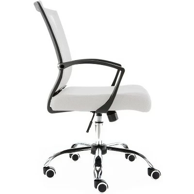 Modern Home Zuna Ergonomic Design Breathable Mesh Modern Mid Back Office Desk Chair with Lumbar Support, Steel Base, and Rolling Wheels, Black & White 4 Modern Home Zuna Ergonomic Design Breathable Mesh Modern Mid Back Office Desk Chair with Lumbar Support, Steel Base, and Rolling Wheels, Black & White - Image 2