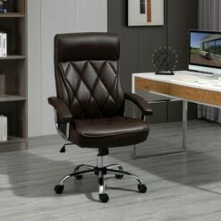 Vinsetto High Back Executive Office Chair Computer Desk Chair Adjustable Ergonomic Home Office Chair DiamondStitched PU Leather Swivel with Padded Armrests