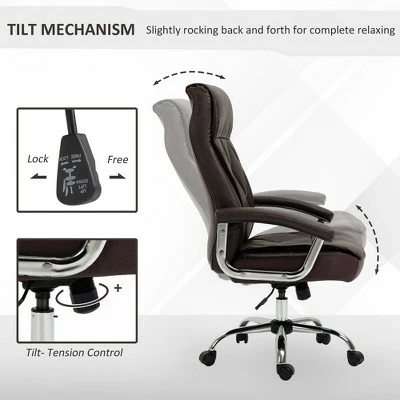 Vinsetto High Back Executive Office Chair Computer Desk Chair Adjustable Ergonomic Home Office Chair DiamondStitched PU Leather Swivel with Padded Armrests 5 Vinsetto High Back Executive Office Chair Computer Desk Chair Adjustable Ergonomic Home Office Chair DiamondStitched PU Leather Swivel with Padded Armrests - Image 3