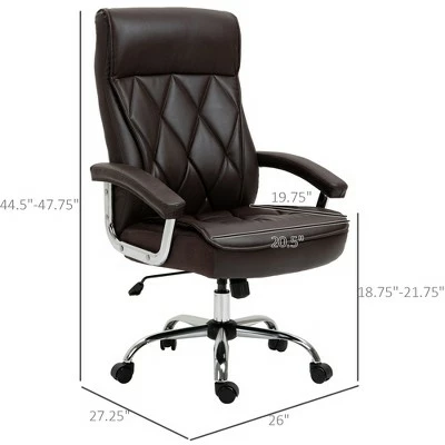 Vinsetto High Back Executive Office Chair Computer Desk Chair Adjustable Ergonomic Home Office Chair DiamondStitched PU Leather Swivel with Padded Armrests 6 Vinsetto High Back Executive Office Chair Computer Desk Chair Adjustable Ergonomic Home Office Chair DiamondStitched PU Leather Swivel with Padded Armrests - Image 4
