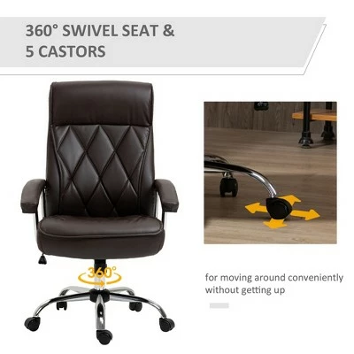 Vinsetto High Back Executive Office Chair Computer Desk Chair Adjustable Ergonomic Home Office Chair DiamondStitched PU Leather Swivel with Padded Armrests 7 Vinsetto High Back Executive Office Chair Computer Desk Chair Adjustable Ergonomic Home Office Chair DiamondStitched PU Leather Swivel with Padded Armrests - Image 5