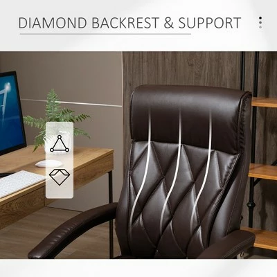 Vinsetto High Back Executive Office Chair Computer Desk Chair Adjustable Ergonomic Home Office Chair DiamondStitched PU Leather Swivel with Padded Armrests 8 Vinsetto High Back Executive Office Chair Computer Desk Chair Adjustable Ergonomic Home Office Chair DiamondStitched PU Leather Swivel with Padded Armrests - Image 6