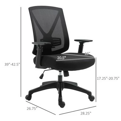 Vinsetto Ergonomic Mesh Office Chair with Lumbar Back Support Adjustable Height and Armrests for Home Office 6 Vinsetto Ergonomic Mesh Office Chair with Lumbar Back Support Adjustable Height and Armrests for Home Office - Image 4
