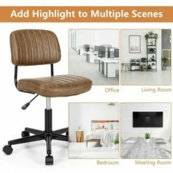 Costway PU Leather Office Chair Adjustable Swivel Task Chair w/ Backrest -Office Chairs Sales Shop unnamed file 4816