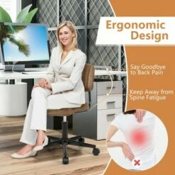 Costway PU Leather Office Chair Adjustable Swivel Task Chair w/ Backrest -Office Chairs Sales Shop unnamed file 4817