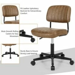 Costway PU Leather Office Chair Adjustable Swivel Task Chair w/ Backrest -Office Chairs Sales Shop unnamed file 4820