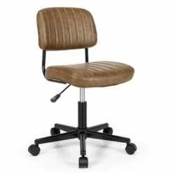 Costway PU Leather Office Chair Adjustable Swivel Task Chair w/ Backrest -Office Chairs Sales Shop unnamed file 4823