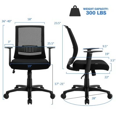 Costway Mesh Office Chair Mid Back Task Chair Height Adjustable w/Lumbar Support 3 Costway Mesh Office Chair Mid Back Task Chair Height Adjustable w/Lumbar Support