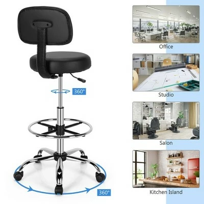 Costway Swivel Drafting Chair Tall Office Chair w/ Adjustable Backrest Foot Ring 5 Costway Swivel Drafting Chair Tall Office Chair w/ Adjustable Backrest Foot Ring - Image 3