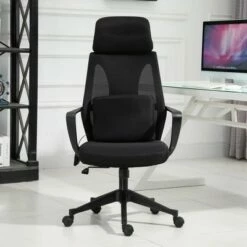Vinsetto Ergonomic Home Office Mesh Desk Chairs,Adjustable Seat & Headrest, Rocking Function