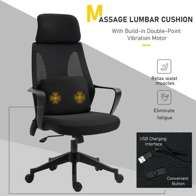 Vinsetto Ergonomic Home Office Mesh Desk Chairs,Adjustable Seat & Headrest, Rocking Function 4 Vinsetto Ergonomic Home Office Mesh Desk Chairs,Adjustable Seat & Headrest, Rocking Function - Image 2