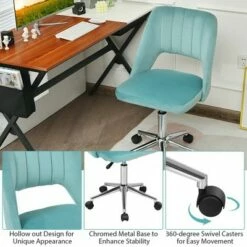 Costway Velvet Accent Office Chair Adjustable Swivel Vanity Task Chair Green -Office Chairs Sales Shop unnamed file 4949